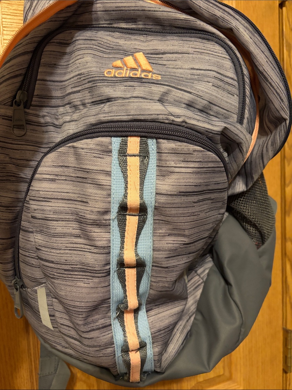 Adidas Gray & Light Blue Stripe Backpack